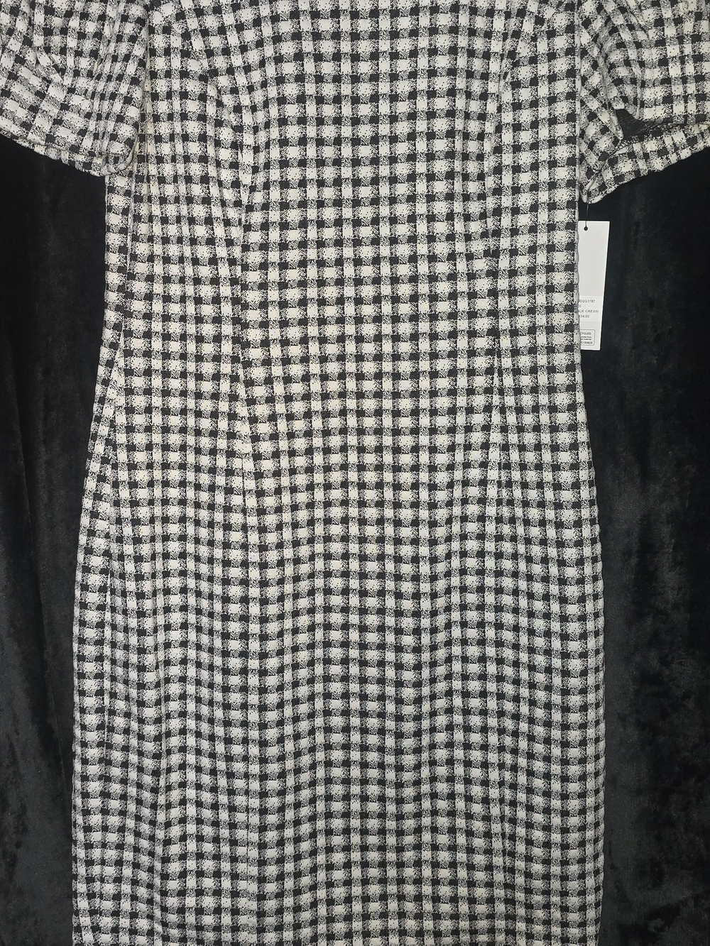 DKNY Black and White Gingham Midi Dress